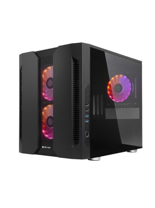 CHIEFTEC Ház Gaming Chieftronic M2 GM-02B-OP, mATX, 3xRGB Ventillátor + RGB Kontroller, Edzett Üveg oldalak, fekete
