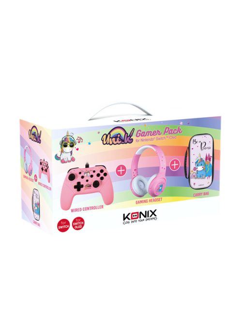 KONIX - UNIK Nintendo Switch Gamer csomag (Fejhallgató + Kontroller + Ütésálló Tok)