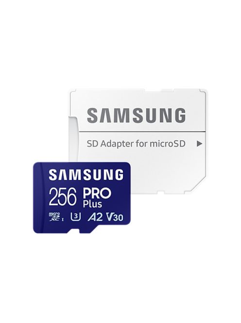 SAMSUNG Memóriakártya, PRO Plus microSDXC kártya 256GB, CLASS 10, UHS-I, U3, V30, A2, + Adapter, R180/W130