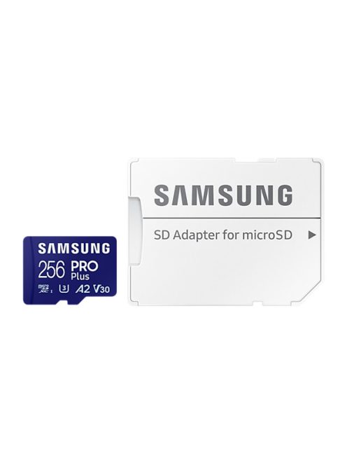 SAMSUNG Memóriakártya, PRO Plus microSDXC kártya 256GB, CLASS 10, UHS-I, U3, V30, A2, + Adapter, R180/W130