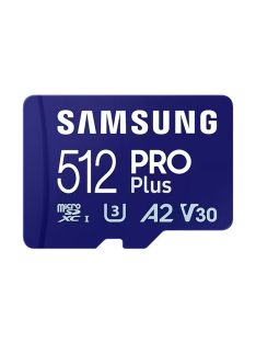   SAMSUNG Memóriakártya, PRO Plus microSDXC kártya 512GB, CLASS 10, UHS-I, U3, V30, A2, + Adapter, R180/W130