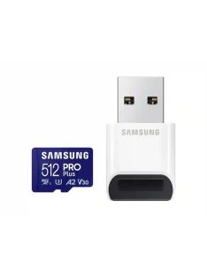   SAMSUNG Memóriakártya, PRO Plus + Reader microSDXC 512GB, CLASS 10, UHS-I, U3, V30, A2, R180/W130