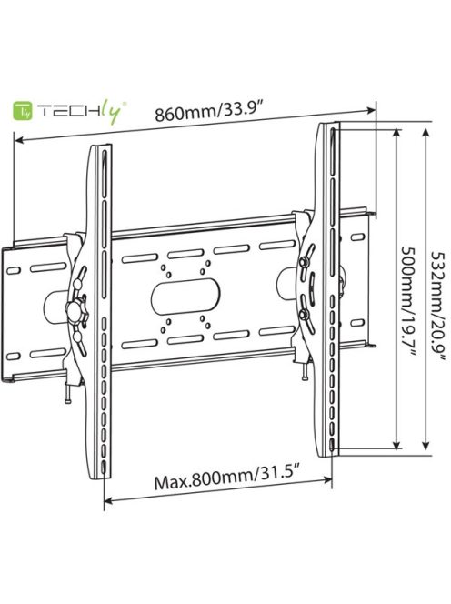 TECHLY ICA-PLB 890 dönthető fali konzol 42-80" LCD kijelzőhöz, fekete