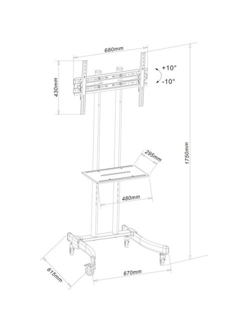 TECHLY ICA-TR23 gurulós padlóállvány 32-70" LCD kijelzőhöz