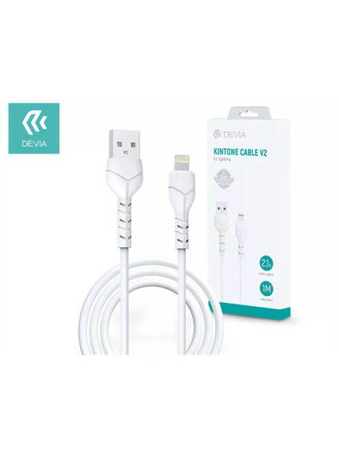 DEVIA USB - LIGHTNING ADAT- ÉS TÖLTŐKÁBEL 1 M-ES VEZETÉKKEL - KINTONE CABLE V2 SERIES FOR LIGHTNING - 5V/2.1A - WHITE