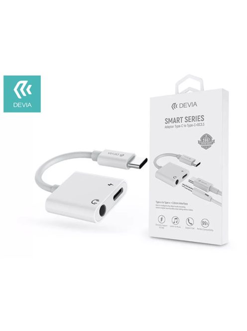 DEVIA TYPE-C - 3,5 MM JACK + TYPE-C AUDIO ADAPTER - SMART SERIES ADAPTER TYPE-C TO TYPE-C + DC3.5 - FEHÉR