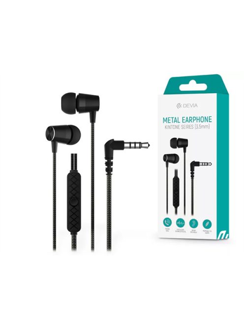 DEVIA UNIVERZÁLIS SZTEREÓ FELVEVŐS FÜLHALLGATÓ - 3,5 MM JACK - DEVIA KINTONE SERIES METAL EARPHONE - FEKETE