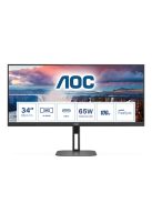 AOC VA monitor U34V5C/BK, 3440x1440, 21:9, 300cd/m2, 1ms, HDMI/DisplayPort/USB-C/4xUSB, hangszóró