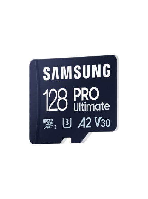 SAMSUNG Memóriakártya, PRO Ultimate microSD with Reader 128GB, Class 10, V30, A2, Grade 3 (U3), R200/W130, +Adapter