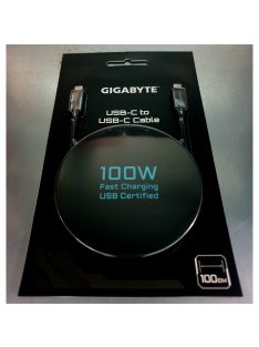 GIGABYTE Type-C USB Adatkábel 1m, Fekete 5A, 100W