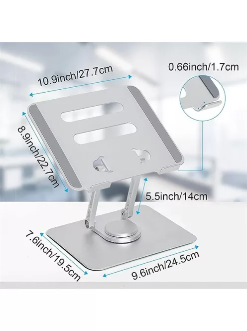 BLACKBIRD Notebook Állvány, 360 fokban forgatható alumínium ezüst