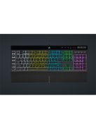 CORSAIR Vezetékes Billentyűzet Gaming, K55 RGB PRO, 6 programozható billentyű, Cseppálló, Csuklótámasz, US, fekete