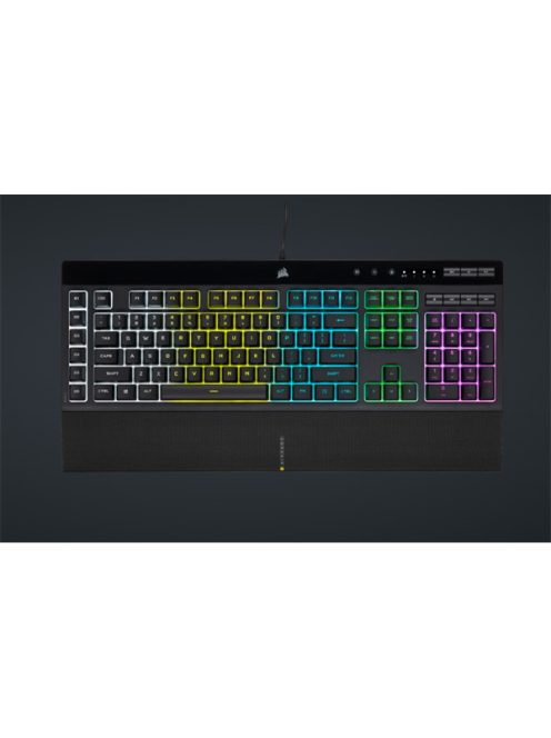 CORSAIR Vezetékes Billentyűzet Gaming, K55 RGB PRO, 6 programozható billentyű, Cseppálló, Csuklótámasz, US, fekete