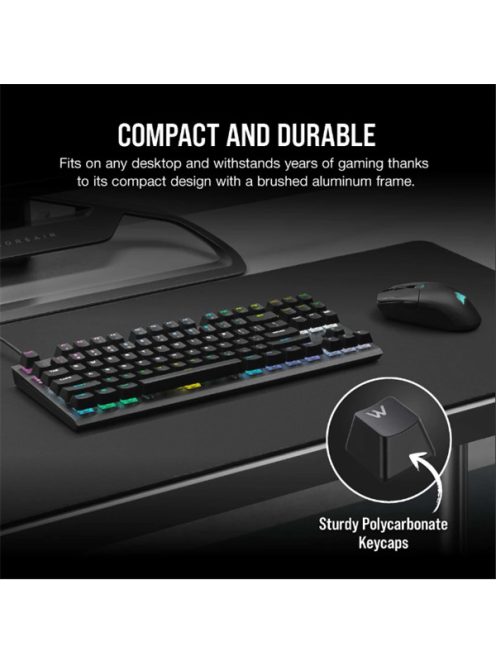 CORSAIR Vezetékes Billentyűzet Gaming, K60 PRO TKL RGB, Optical-Mechanical, Alumínium keret, US, fekete