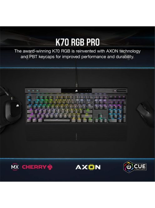 CORSAIR Vezetékes Billentyűzet Gaming, K70 RGB PRO, Mechanikus, CHERRY MX Red switch, Alumínium keret, US, szürke