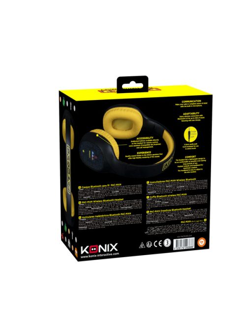 KONIX - PAC-MAN 2.0 Fejhallgató Vezeték Nélküli Bluetooth Gaming Stereo, Mikrofon, Fekete