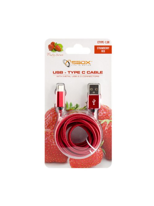 SBOX Kábel, CABLE USB Male -> TYPE-C Male 1.5 m Red