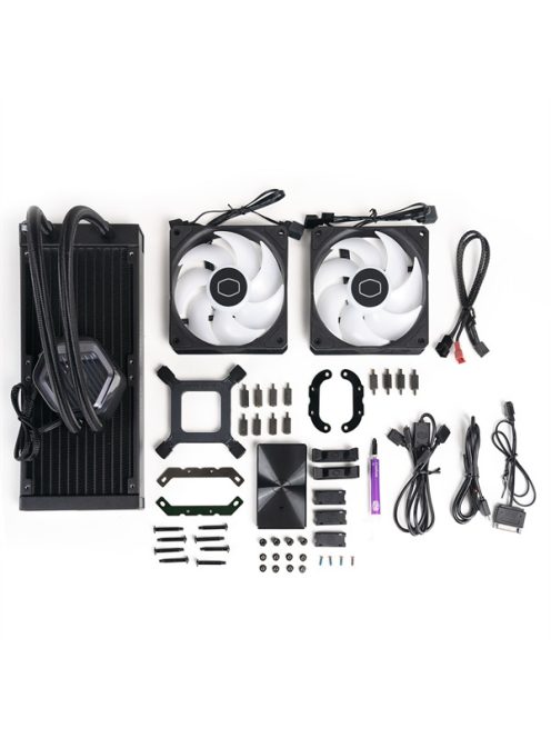 COOLER MASTER CPU hűtő MASTERLIQUID 240 ATMOS (vízhűtés), 2 Ventilátoros, ARGB Gen2, fekete