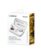 PLATINET fülhallgató, PM1040, Bluetooth 5.0, érintőgombos, vezeték nélküli, TWS, 1,5ó töltési idő, 3-4ó üzemidő, fehér