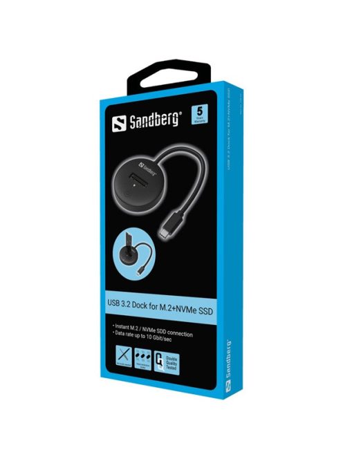 SANDBERG USB-C tartozék, USB 3.2 Dock for M.2+NVMe SSD