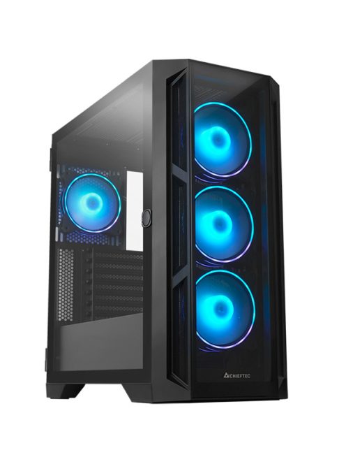 CHIEFTEC Ház Gaming APEX GA-01B-TG-OP, ATX, RGB Vezérlővel, 4xRGB Ventillátor, Edzett Üveg, fekete