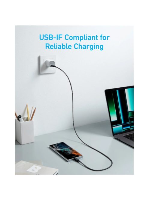 ANKER Töltőkábel, 322, USB-C - USB-C, 1,8 méteres, fekete - A81F6G11