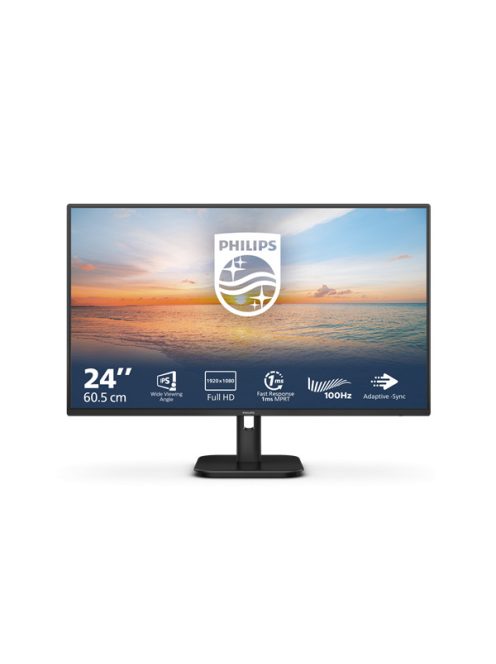 PHILIPS IPS monitor 23.8" 24E1N1100A, 1920x1080, 16:9, 250cd/m2, 4ms, VGA/HDMI, hangszóró, 100Hz