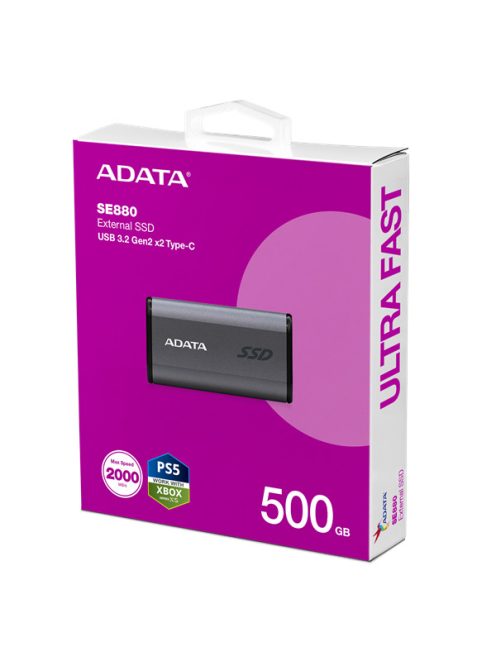 ADATA SSD Külső USB 3.2 500GB SE880 Elite, Szürke