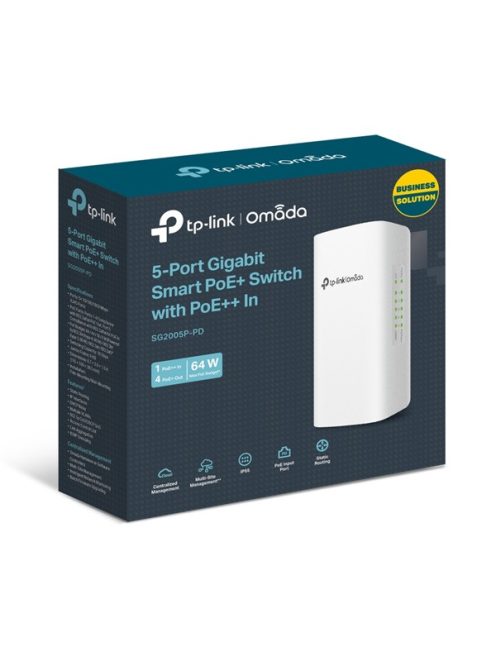 TP-LINK Switch 5x1000Mbps(1xPOE++/4xPOE+) Kültéri Műanyagházas (Omada), SG2005P-PD