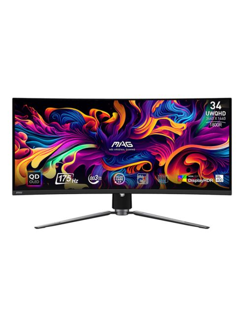 MSI Monitor GAMING MAG 341CQP QD-OLED Ívelt 34" UWQHD 3440x1440, 1800R, 0,03ms, 175Hz, 2x HDMI, DP, USB-C, Black