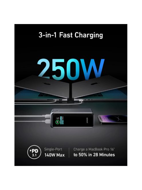 ANKER Powerbank Prime 27650mAh, 250W, 2xUSB-C Input/Output, USB-A Output, fekete - A1340011