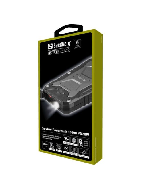 SANDBERG Hordozható akkumulátor, Survivor Powerbank 10000 PD20W
