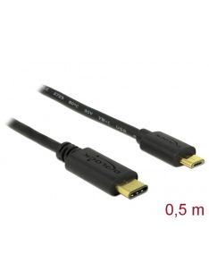   DELOCK kábel USB 2.0 Type-C male > USB 2.0 Type Micro-B male 0.5m fekete