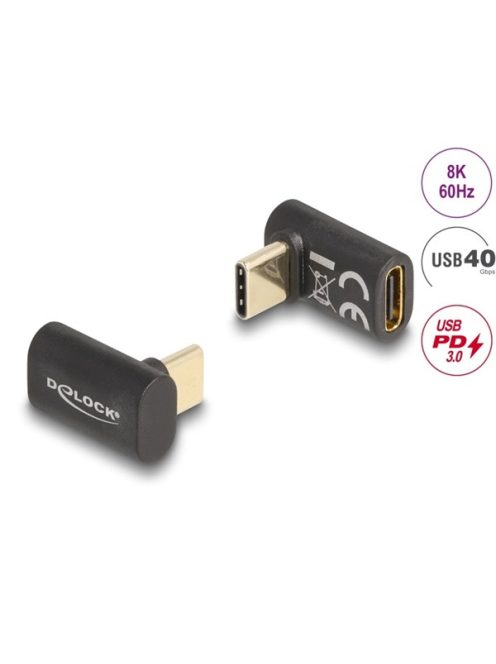 DELOCK Átalakító USB 40 Gbps Type-C male > female PD 3.0 100W 90 fokos 8K 60Hz