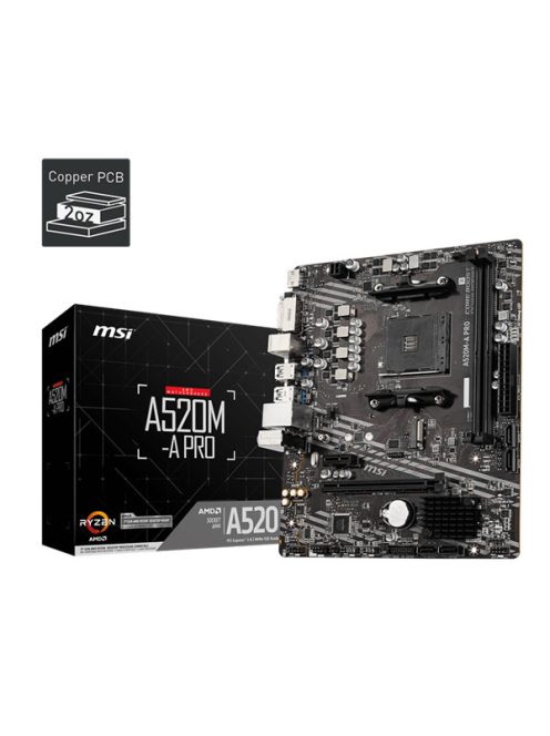MSI Alaplap AM4 A520M-A PRO AMD A520, mATX