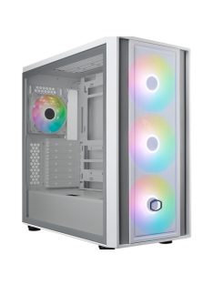   COOLER MASTER Ház ATX MasterBox 600, 4db ARGB Ventilátor, Tápegység nélkül, Üvegfalú, fehér
