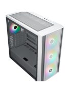 COOLER MASTER Ház ATX MasterBox 600, 4db ARGB Ventilátor, Tápegység nélkül, Üvegfalú, fehér