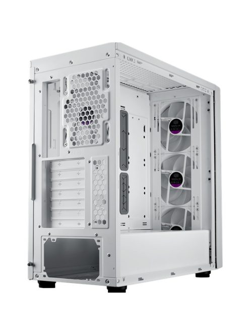 COOLER MASTER Ház ATX MasterBox 600, 4db ARGB Ventilátor, Tápegység nélkül, Üvegfalú, fehér