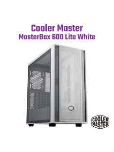   COOLER MASTER Ház ATX MasterBox 600 LITE, Tápegység nélkül, Üvegfalú, fehér