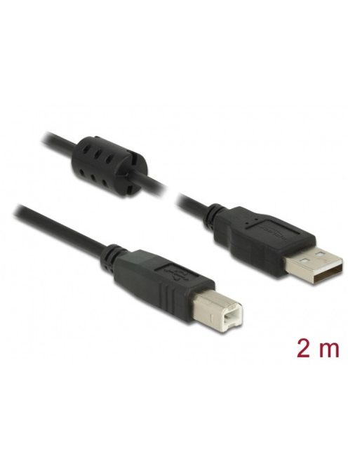 DELOCK kábel USB 2.0 Type-A male > USB 2.0 Type-B male 2m fekete