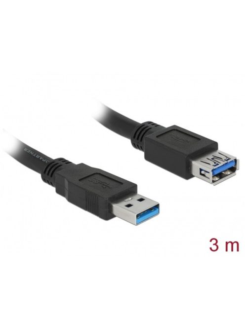 DELOCK kábel USB 3.0 Type-A male / female hosszabbító 3m fekete