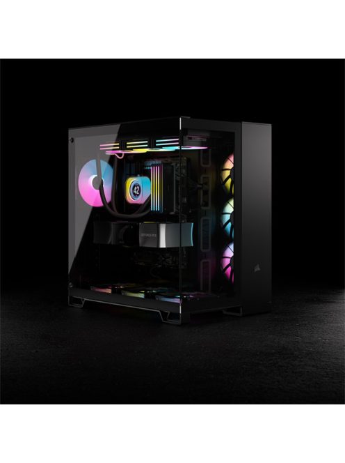 CORSAIR Ház iCUE LINK 6500X RGB, 3x iCUE LINK RX120 RGB Ventilátor, Tápegység nélkül, Edzett Üveg, fekete