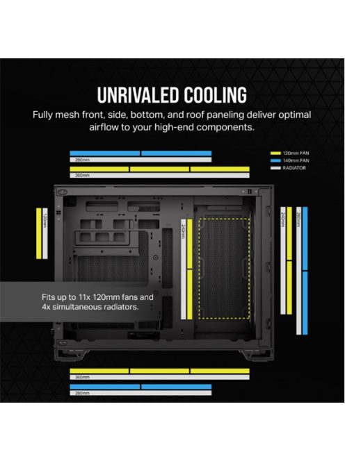 CORSAIR Ház 2500D AIRFLOW, Tápegység nélkül, Edzett Üveg, fekete