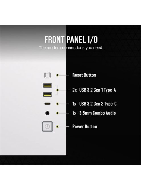 CORSAIR Ház 2500D AIRFLOW, Tápegység nélkül, Edzett Üveg, fehér