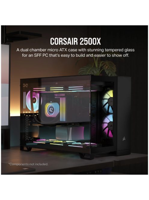 CORSAIR Ház 2500X, Tápegység nélkül, Edzett Üveg, fekete