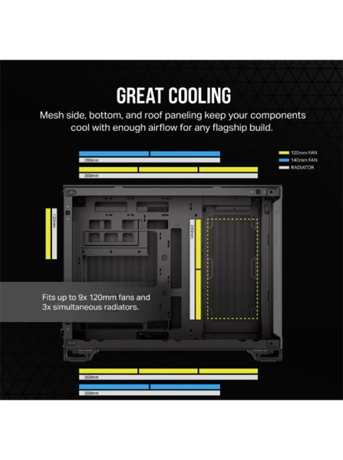 CORSAIR Ház 2500X, Tápegység nélkül, Edzett Üveg, fekete