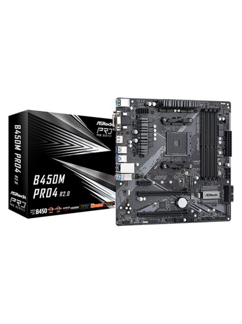 ASROCK Alaplap AM4 B450M PRO4 R2.0 AMD B450, mATX