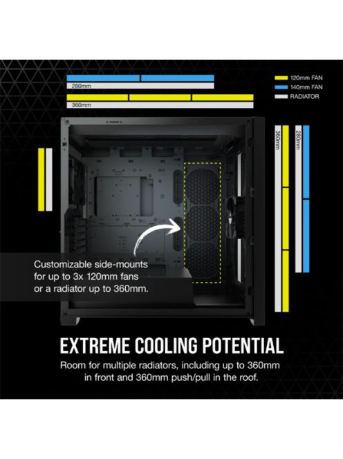 CORSAIR Ház 5000D AIRFLOW, Tápegység nélkül, Edzett Üveg, fekete