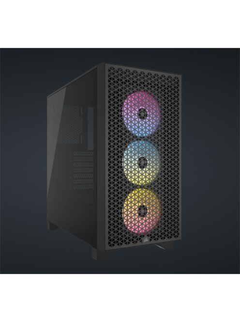 CORSAIR Ház 3000D RGB AIRFLOW, 3xAR120 RGB Ventilátorral, Tápegység nélkül, Edzett Üveg, fekete