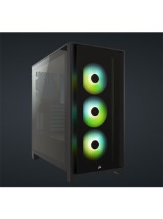   CORSAIR Ház iCUE 4000X RGB, 3x12mm RGB Ventillátorral, Tápegység nélkül, Edzett Üveg, fekete